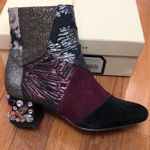 Rare Anthropologie Bettye Mueller Cyd patchwork boho booties ankle boots - Picture 5 of 11